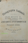 Sigla atelierului fotografic Jaques Stefanovics de pe Calea Mogosoi in anul 1875